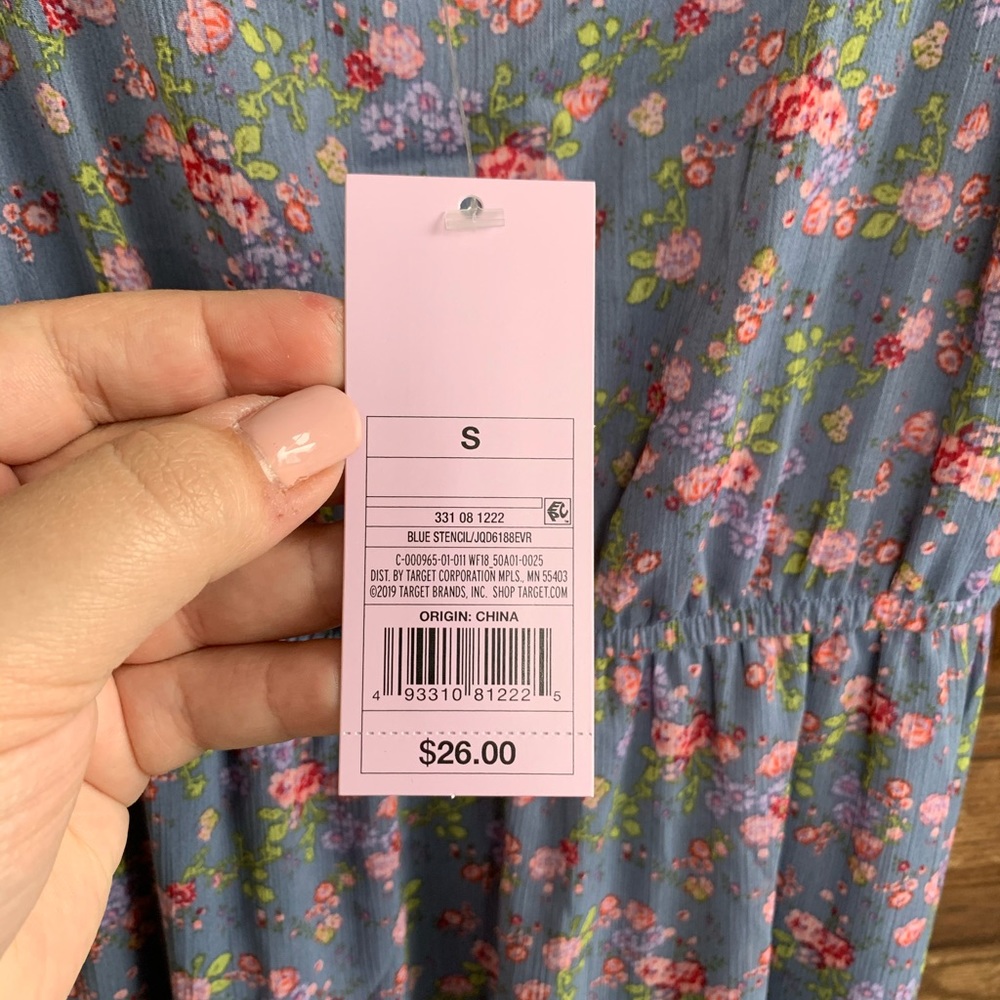 NWT Wild Fable purple floral tiered midi dress - Picture 12 of 12
